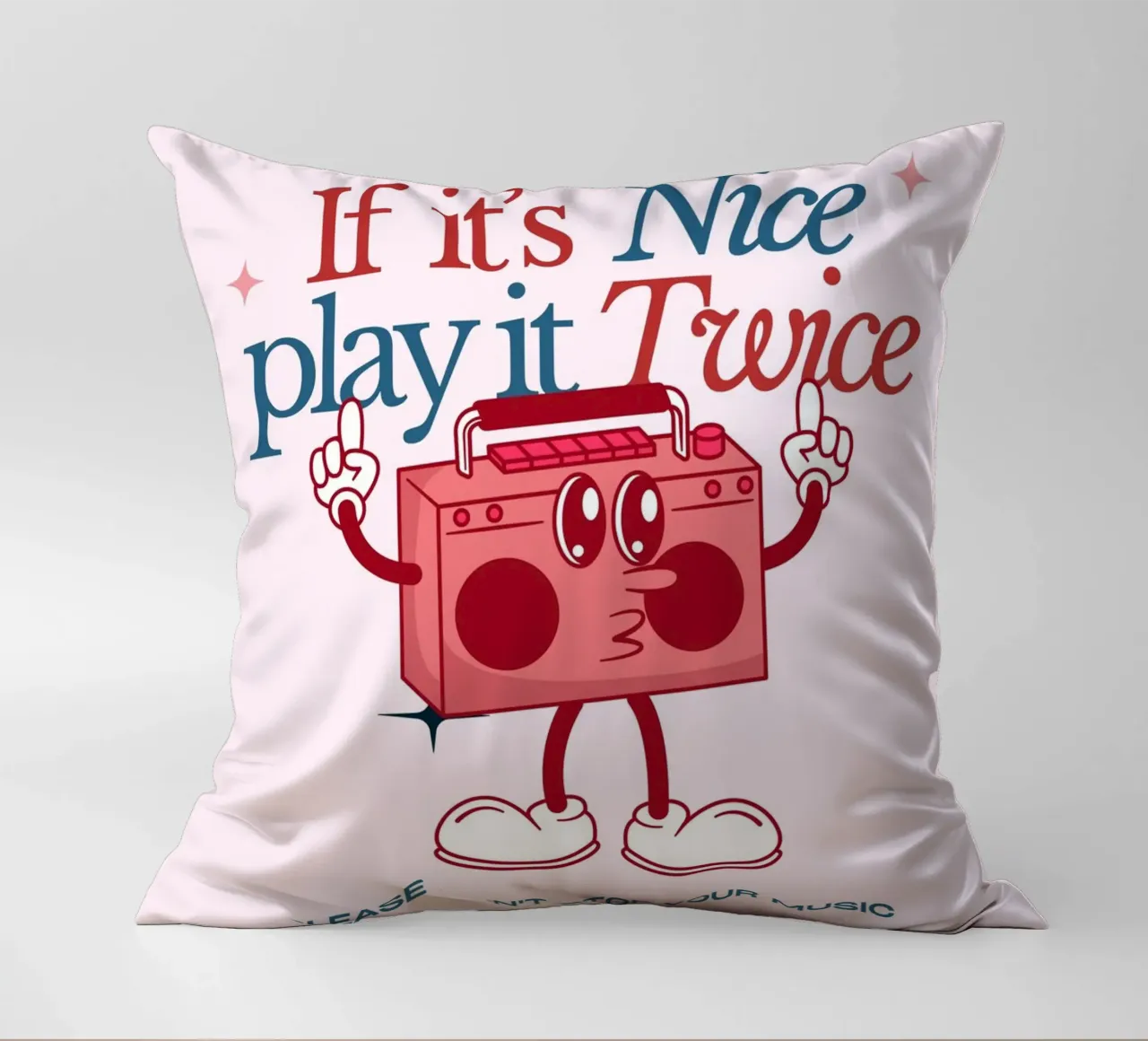 Stampa artistica "If It's Nice Play It Twice" Retro Boombox cuscino da NorwesClub