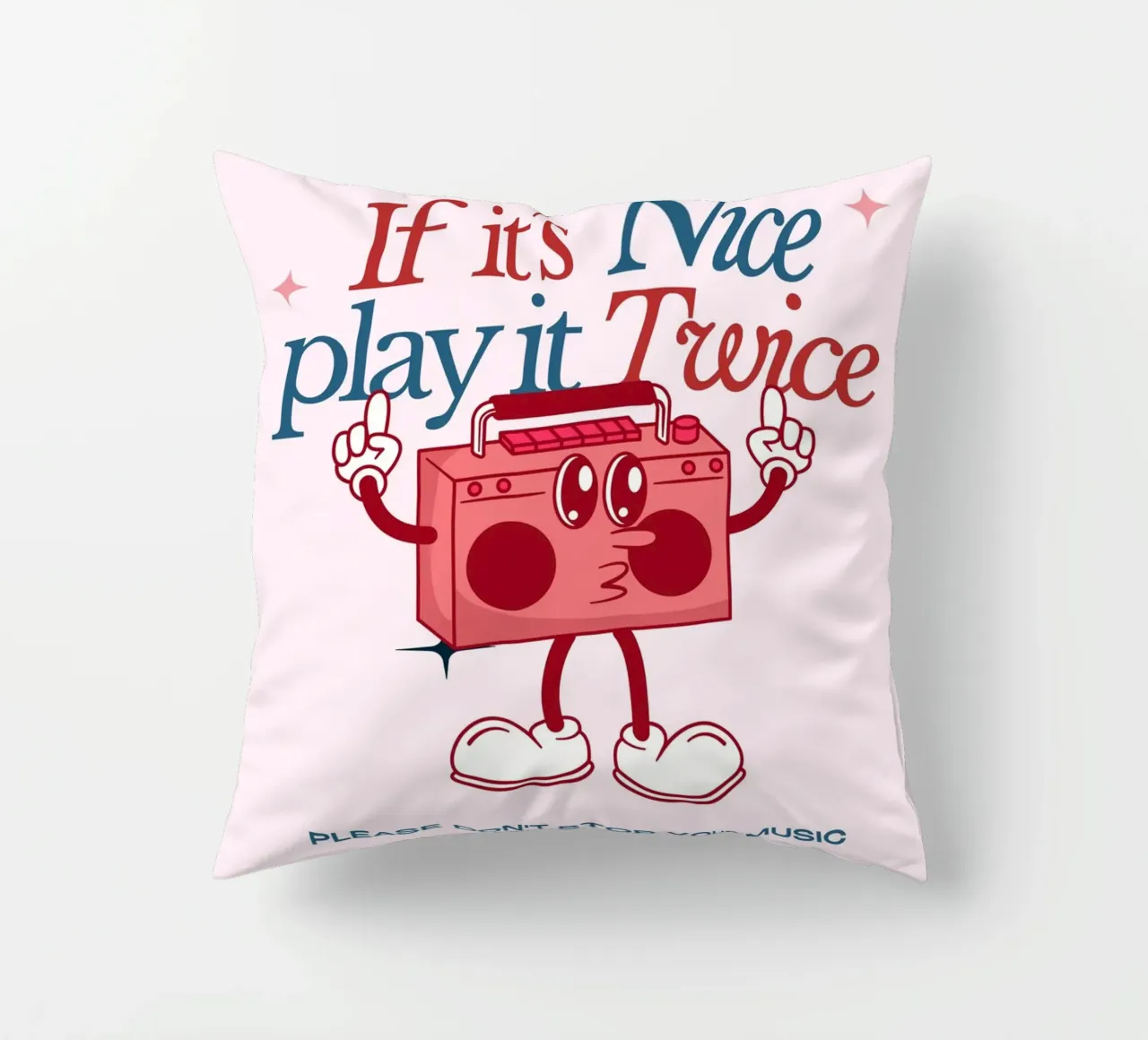 Stampa artistica "If It's Nice Play It Twice" Retro Boombox cuscino da NorwesClub