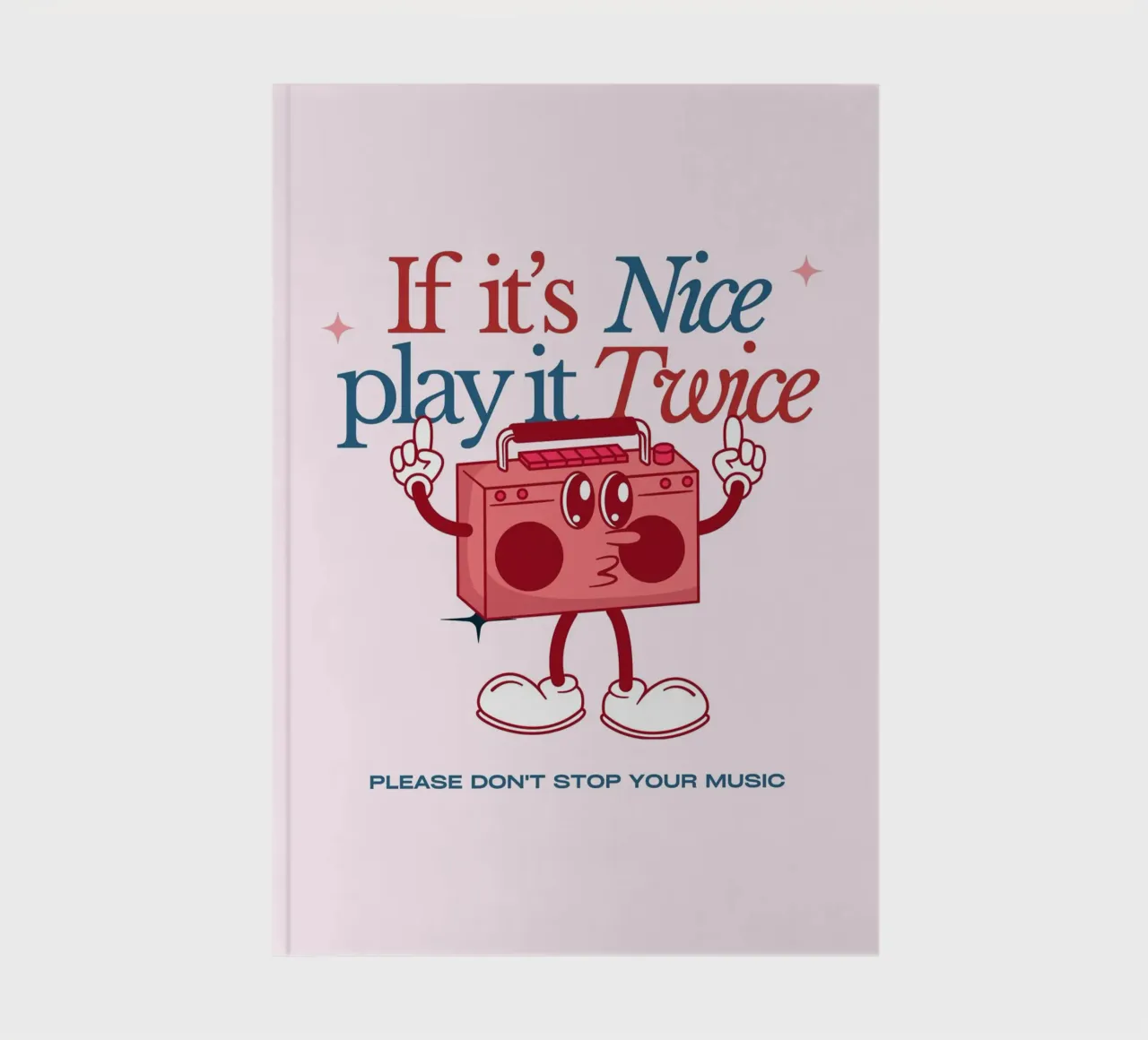 "If It's Nice Play It Twice" Retro Boombox Art Print notebook by NorwesClub