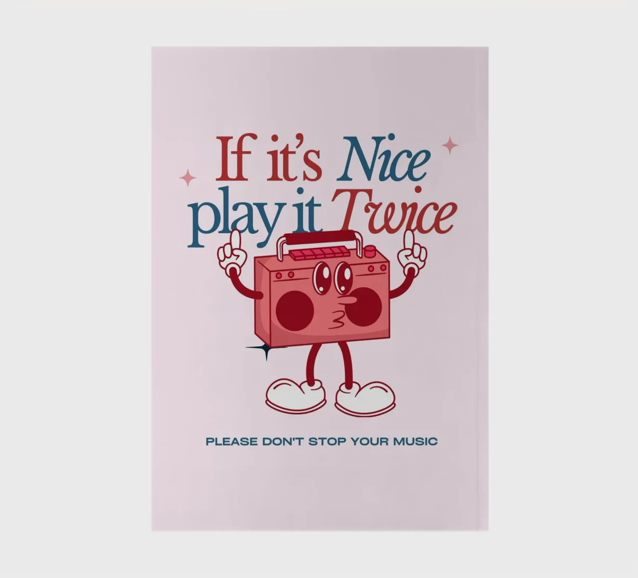 "If It's Nice Play It Twice" Retro Boombox Art Print notebook by NorwesClub