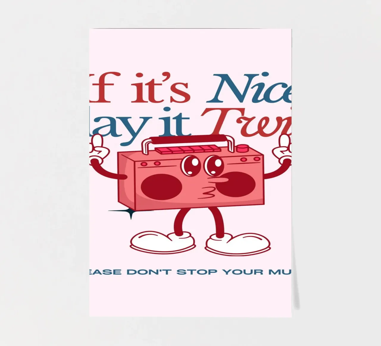 "If It's Nice Play It Twice" Retro Boombox Art Print sticker sheet by NorwesClub