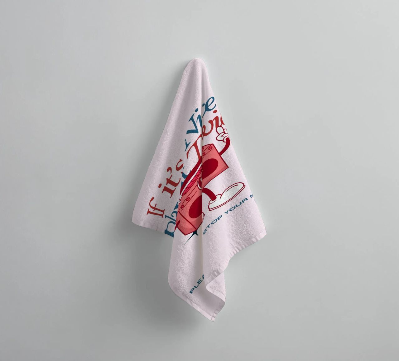 "If It's Nice Play It Twice" Retro Boombox Art Print towel by NorwesClub