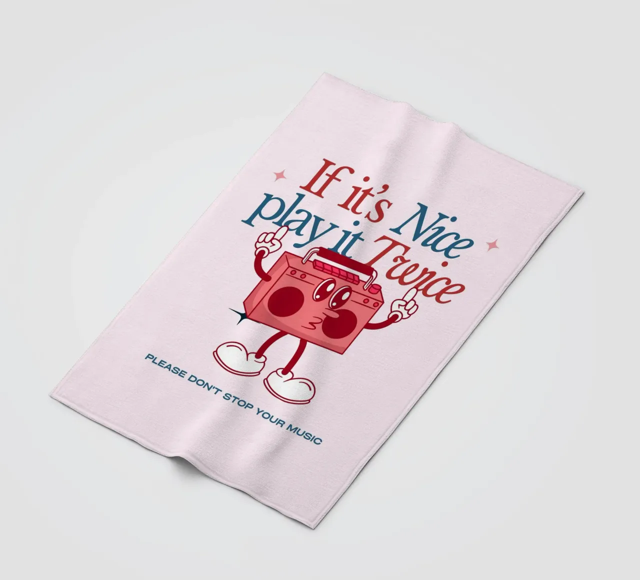 Stampa artistica "If It's Nice Play It Twice" Retro Boombox coperta in pile da NorwesClub