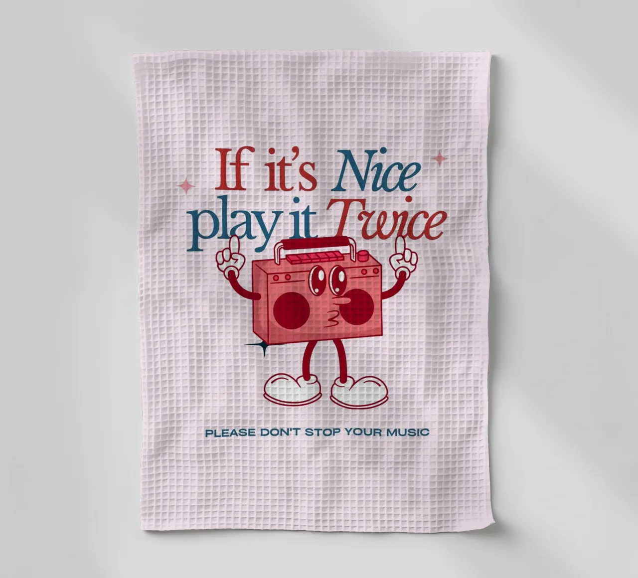 Impression d'art "If It's Nice Play It Twice" Boombox rétro torchon de NorwesClub