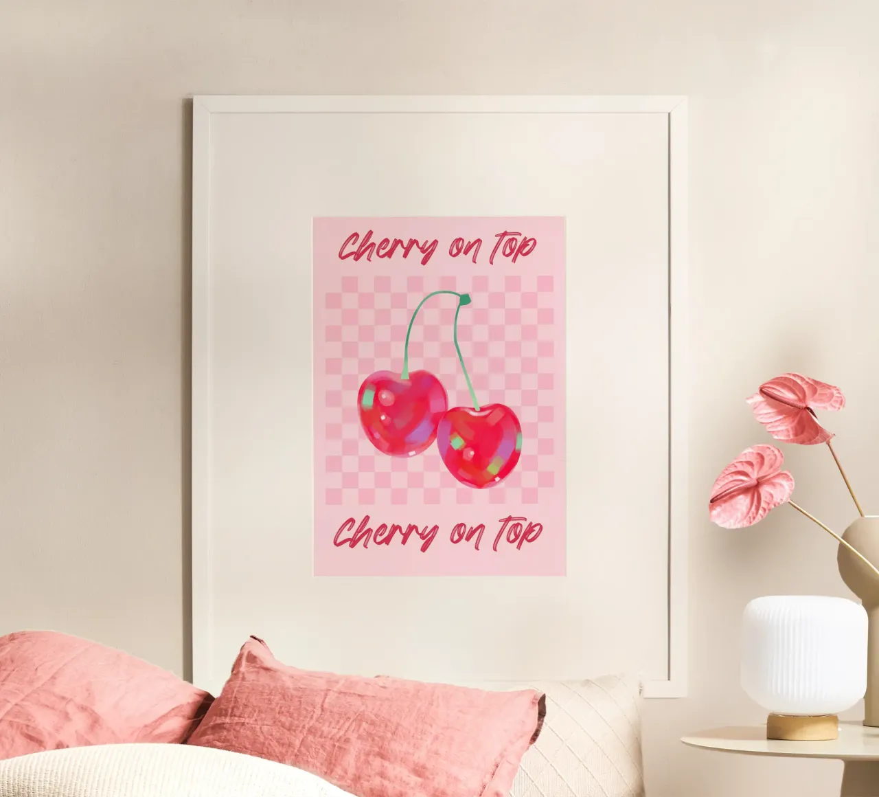 "Cherry on Top" Rosa Pop Art | Lebendige Frucht Ästhetik Druck Poster von NorwesClub