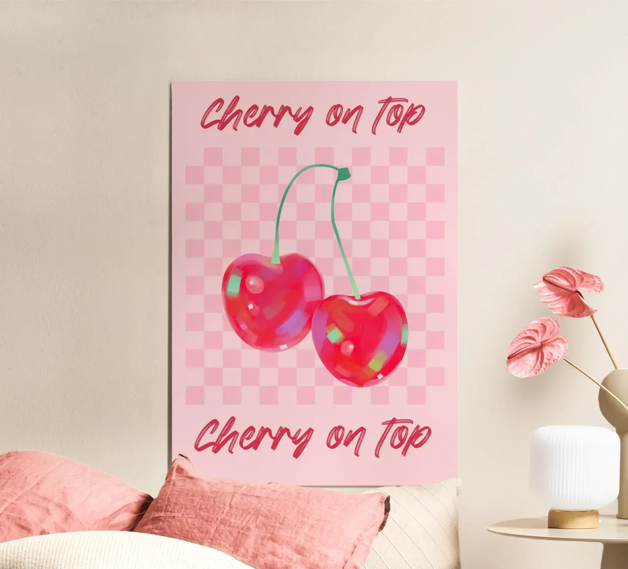 "Cherry on Top" Rosa Pop Art | Lebendige Frucht Ästhetik Druck Poster von NorwesClub