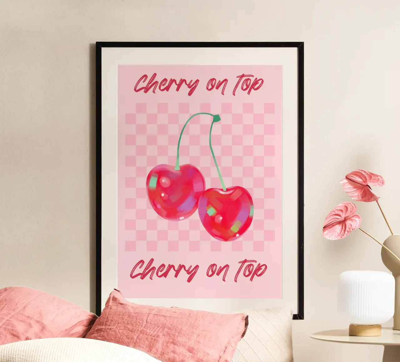"Cherry on Top" Rosa Pop Art | Lebendige Frucht Ästhetik Druck Poster von NorwesClub