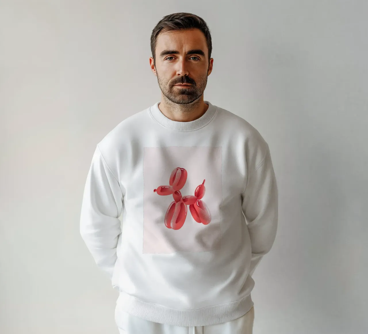 Roze Ballon Hond Pop Art | Speels Modern Sculptuur Print sweatshirt van NorwesClub
