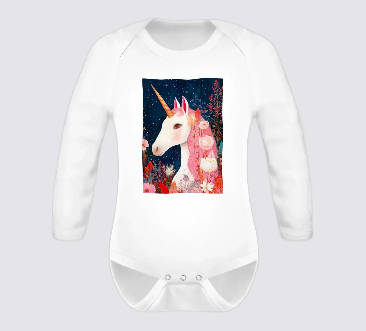 Einhorn Langarm Babybody von Justyna Jaszke JBJart