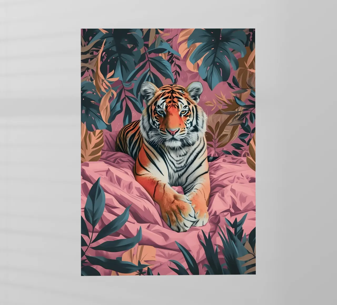 Majestic Tiger in Tropical Pink Jungle | Bold Pop Art Print backlit film by NorwesClub