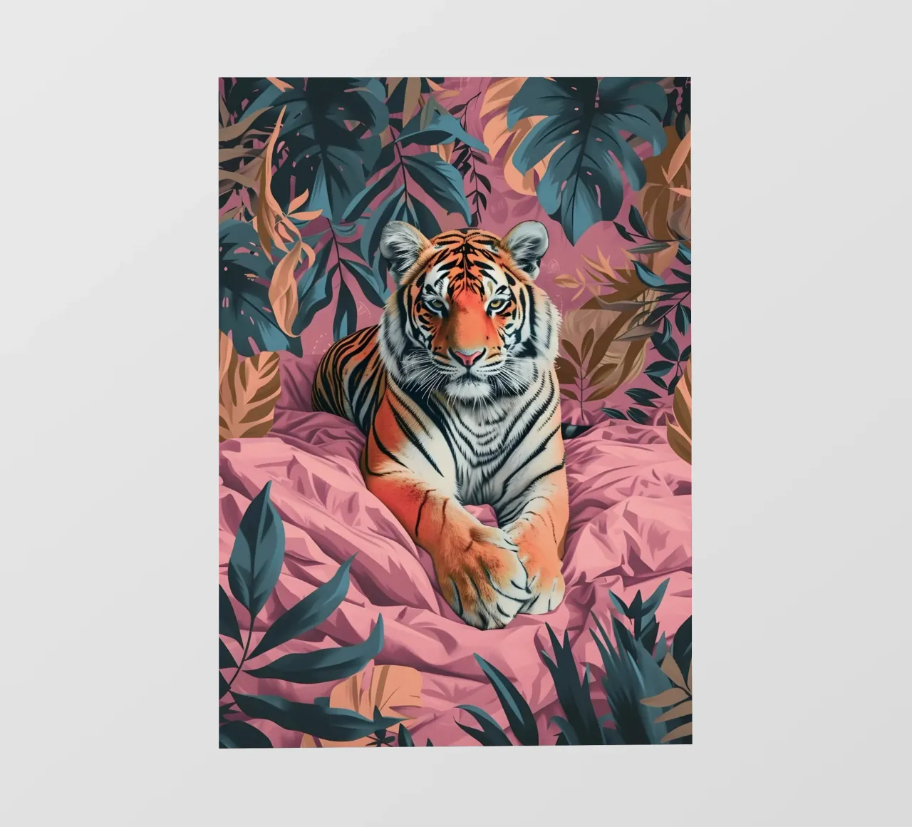 Majestic Tiger in Tropical Pink Jungle | Bold Pop Art Print backlit film by NorwesClub
