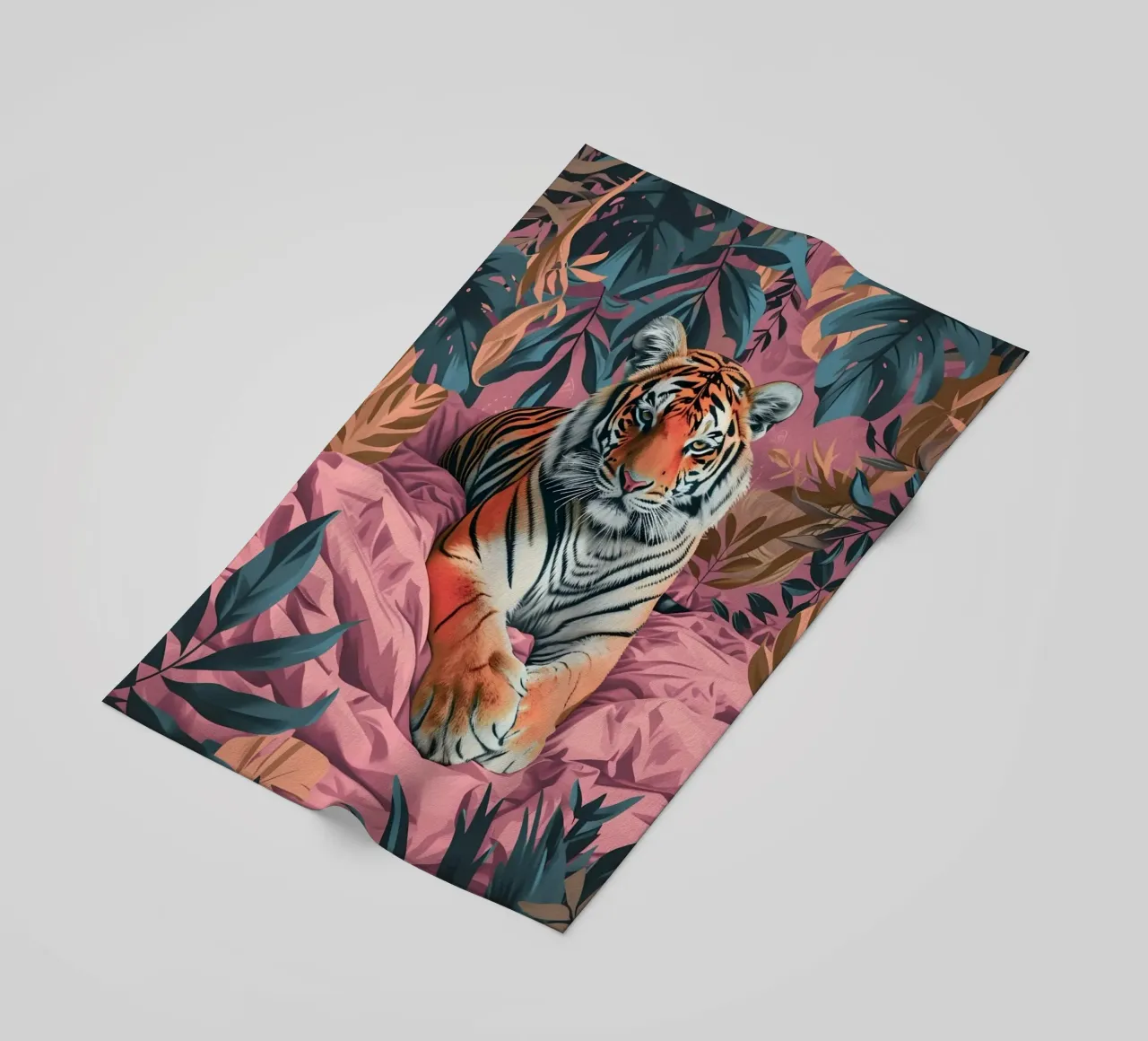 Majestic Tiger in Tropical Pink Jungle | Bold Pop Art Print beach towel by NorwesClub