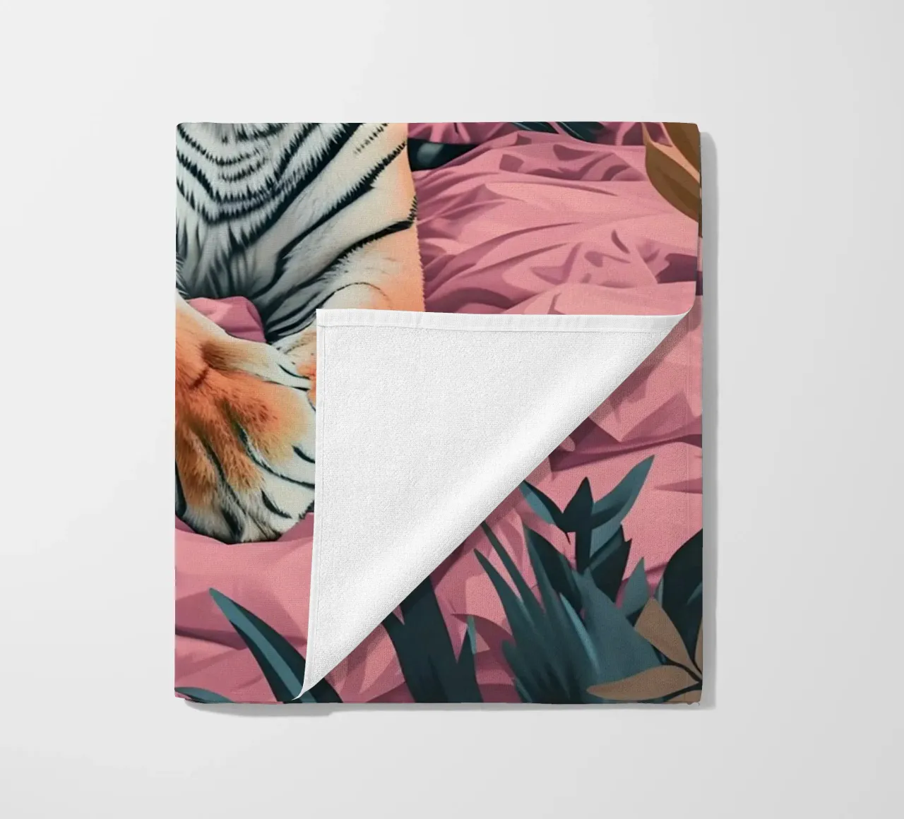Majestic Tiger in Tropical Pink Jungle | Bold Pop Art Print beach towel by NorwesClub