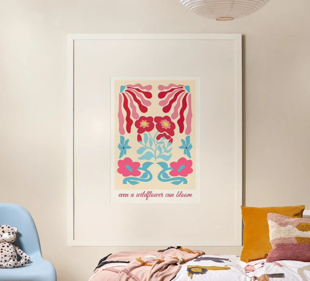 "Wildflower Can Bloom" Astratto | Folk Art Floreale Empowermen poster con telaio in plastica da NorwesClub
