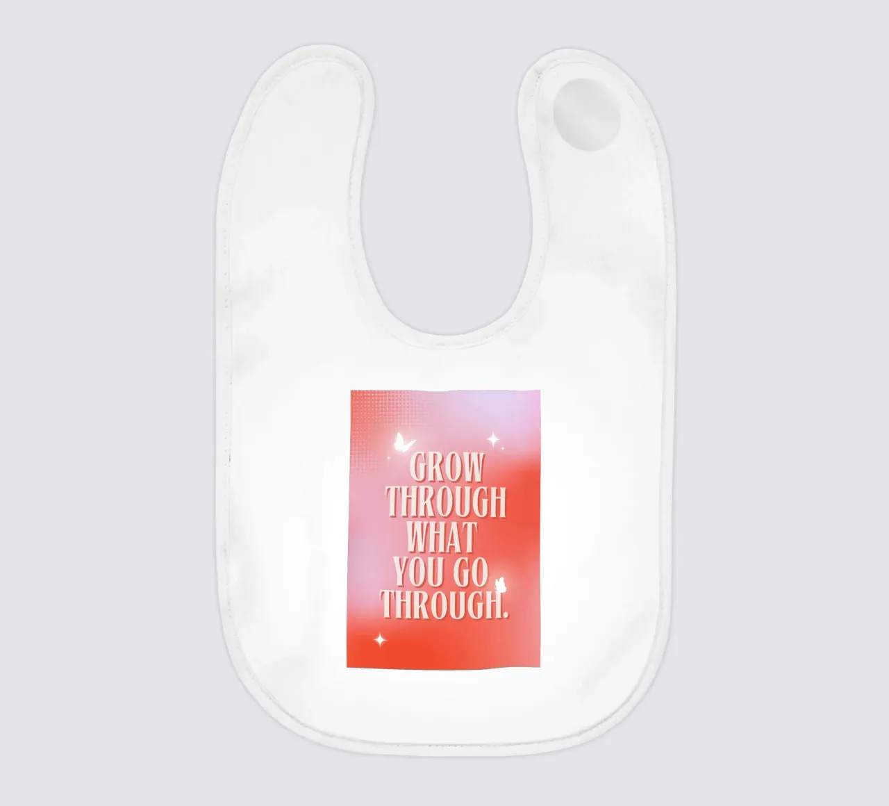 "Grow Through" Butterfly Art | Motivational Aura Gradient Pr baby bib by NorwesClub