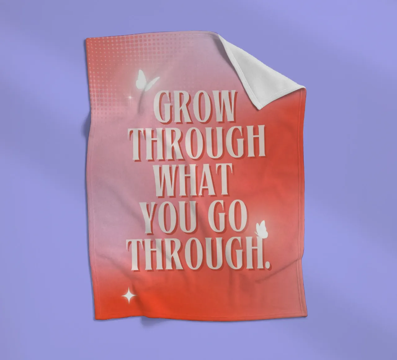 "Grow Through" Butterfly Art | Motivational Aura Gradient Pr fleece blanket by NorwesClub