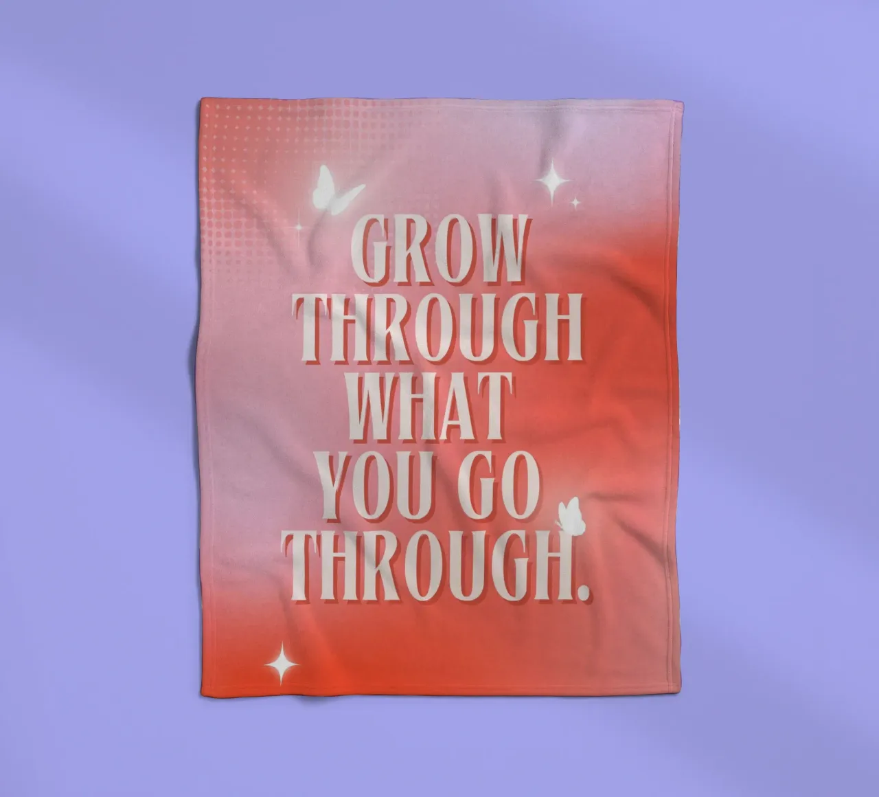 "Grow Through" Butterfly Art | Motivational Aura Gradient Pr fleece blanket by NorwesClub