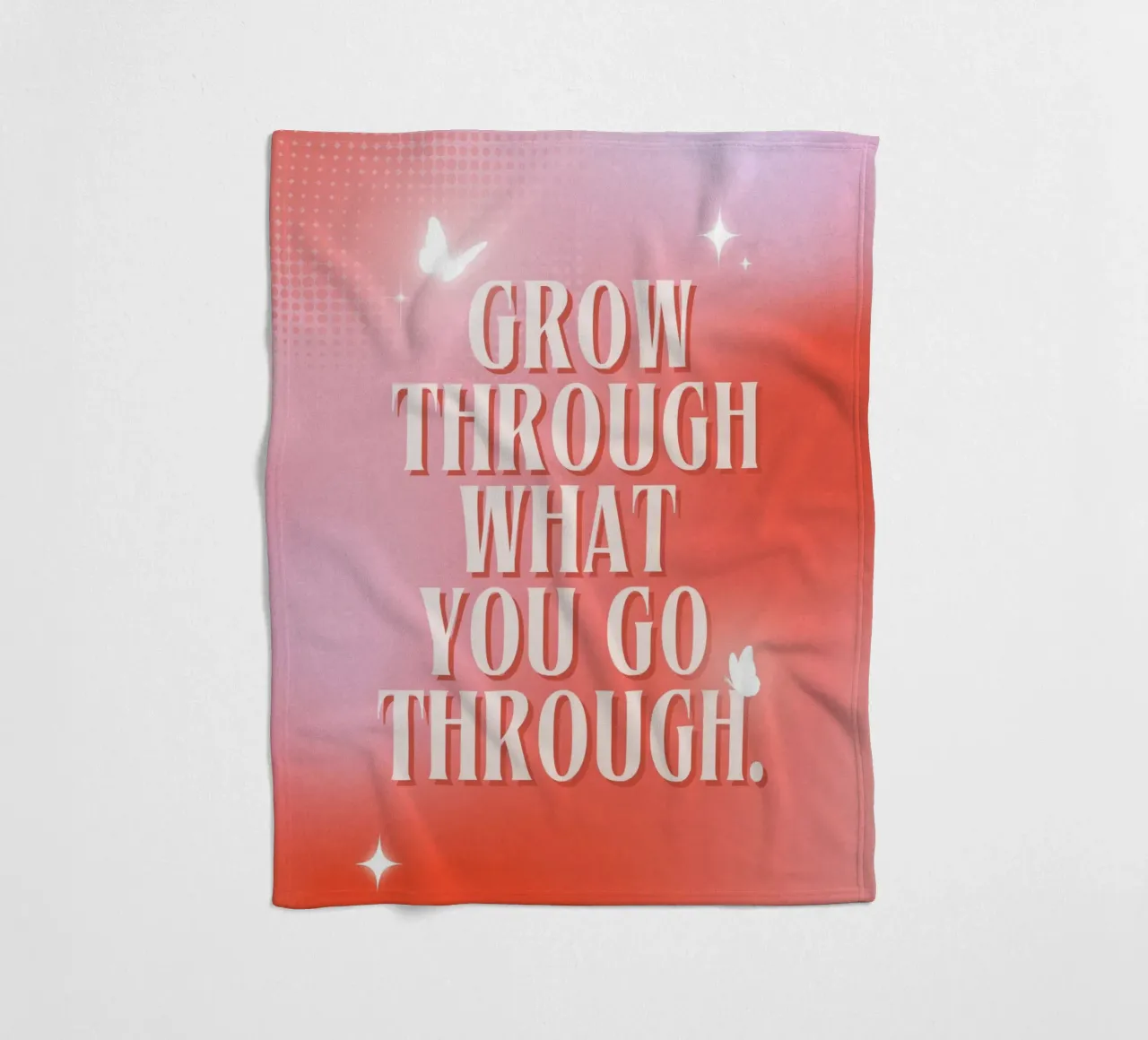 "Grow Through" Butterfly Art | Motivational Aura Gradient Pr fleece blanket by NorwesClub