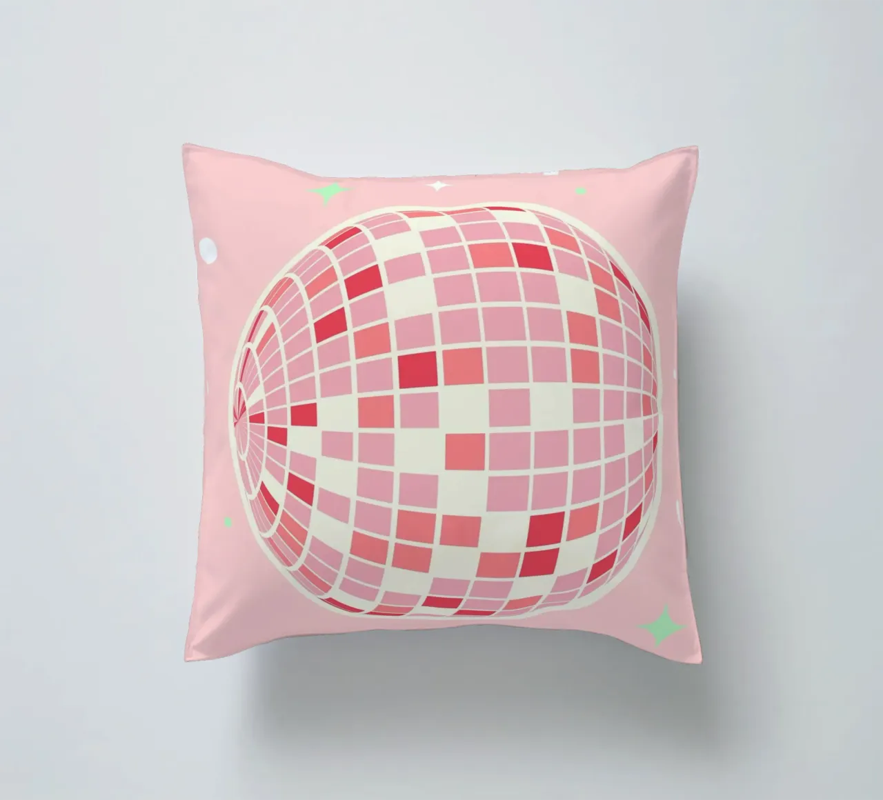 Pink Disco Ball Art | Retro Party Aesthetic Print decorative cushion by NorwesClub