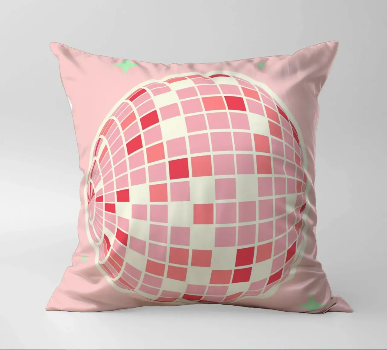 Pink Disco Ball Art | Retro Party Aesthetic Print decorative cushion by NorwesClub