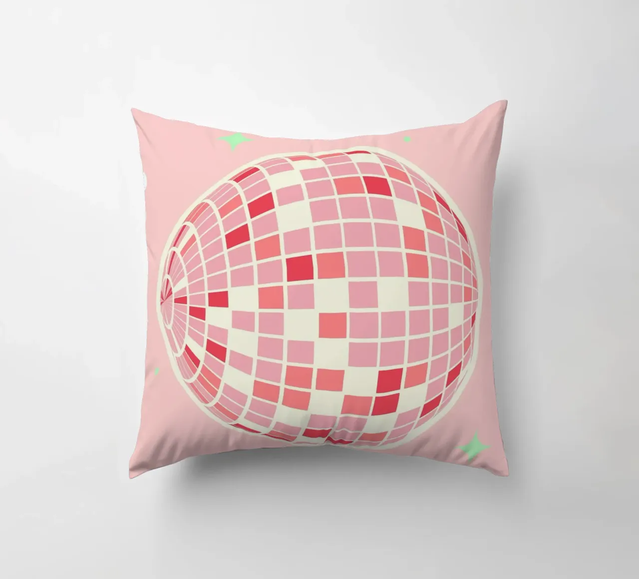 Pink Disco Ball Art | Retro Party Aesthetic Print decorative cushion by NorwesClub