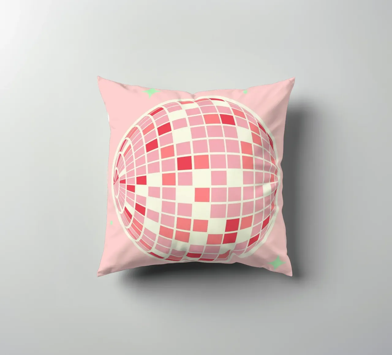 Pink Disco Ball Art | Retro Party Aesthetic Print decorative cushion by NorwesClub