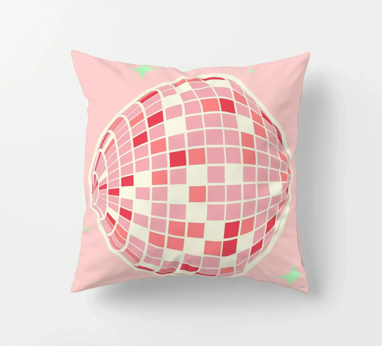 Pink Disco Ball Art | Retro Party Aesthetic Print decorative cushion by NorwesClub