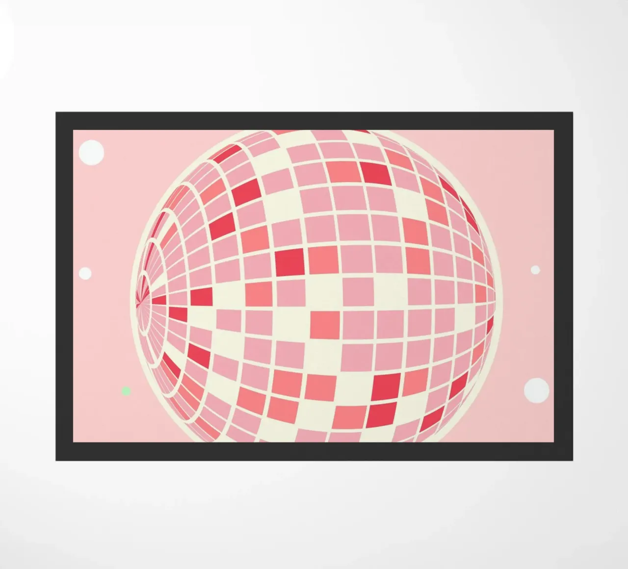 Rosa Disco Ball Kunst | Retro Party Ästhetik Druck Fußmatte von NorwesClub