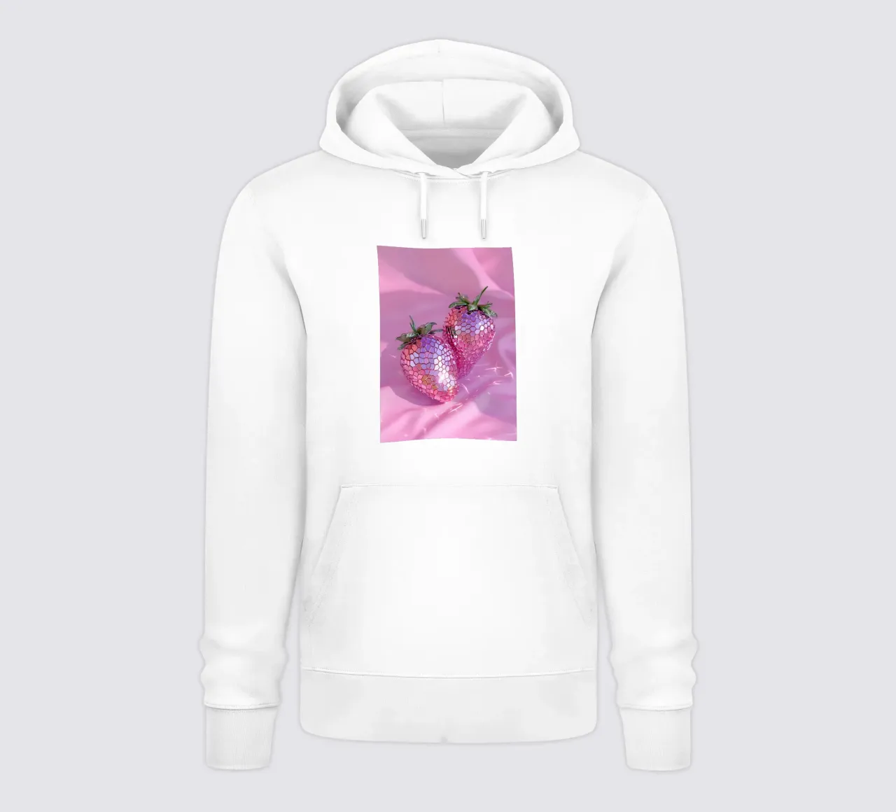 Sparkling Disco Strawberries | Pink Reflective Pop Art Print hoodie by NorwesClub