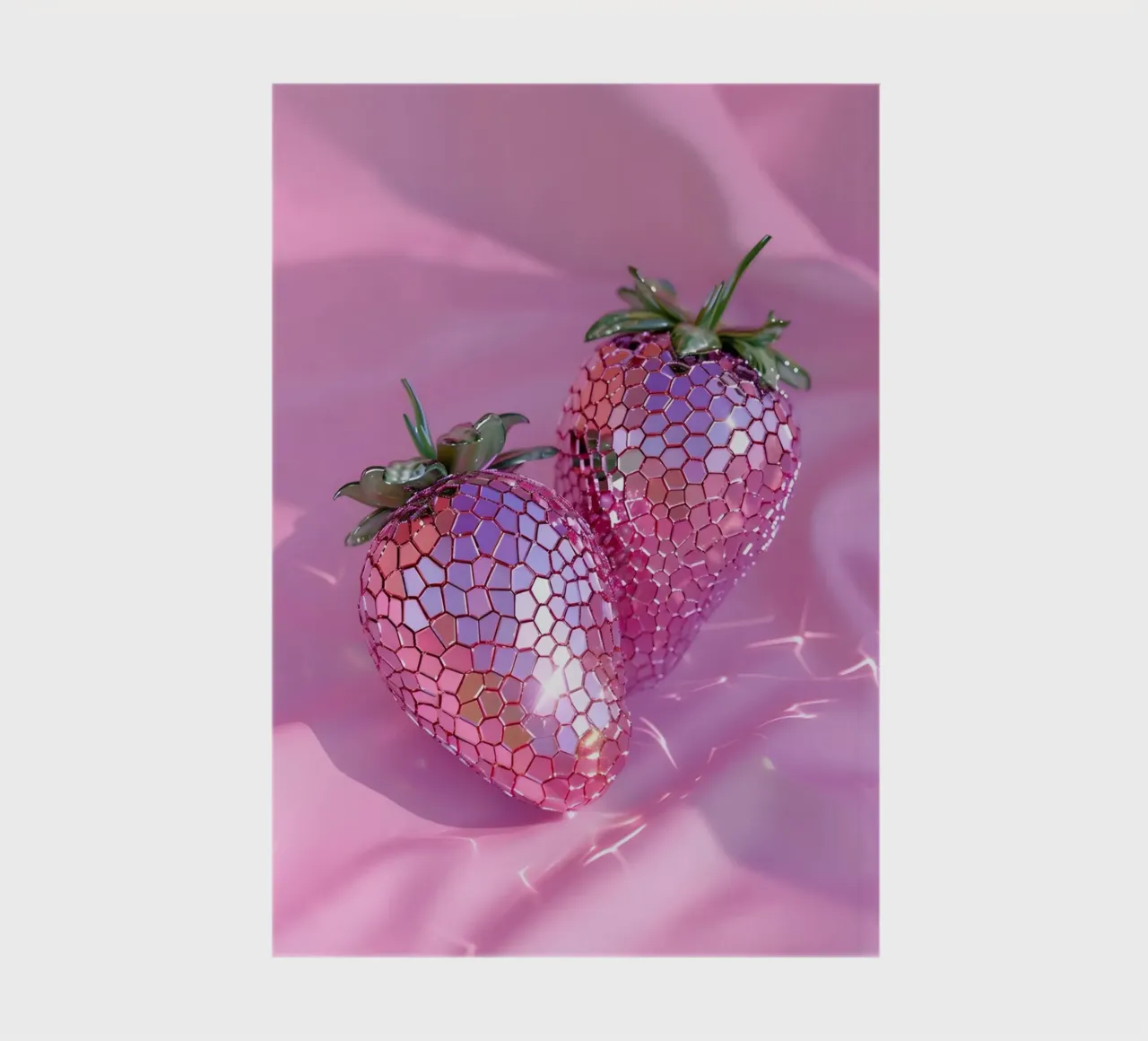Sparkling Disco Strawberries | Pink Reflective Pop Art Print notebook by NorwesClub