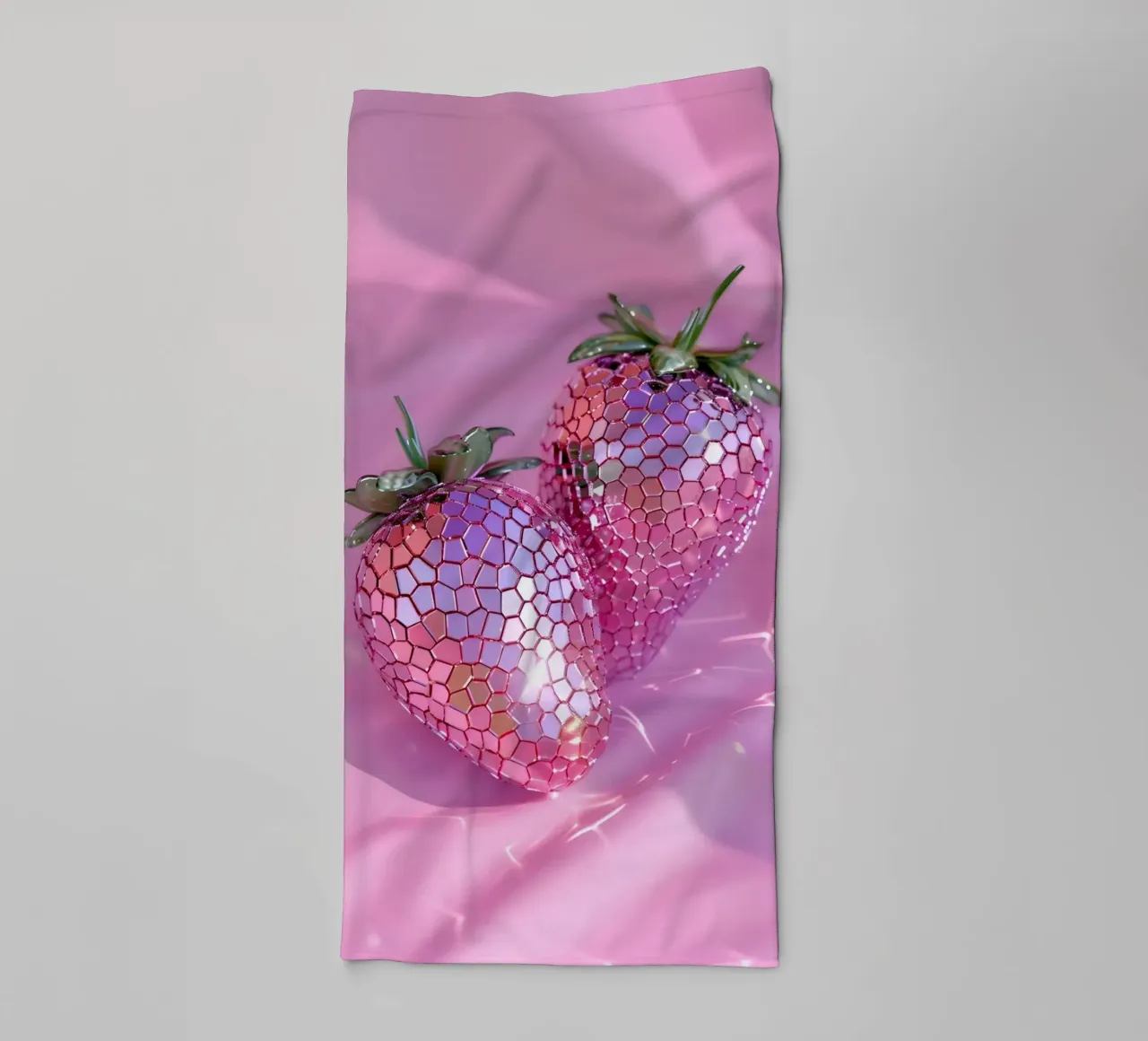 Sparkling Disco Strawberries | Pink Reflective Pop Art Print towel by NorwesClub