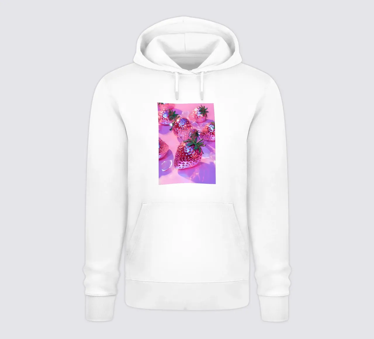 Fragole rosa metallizzate | Stampa pop art cromo glam felpa con cappuccio da NorwesClub