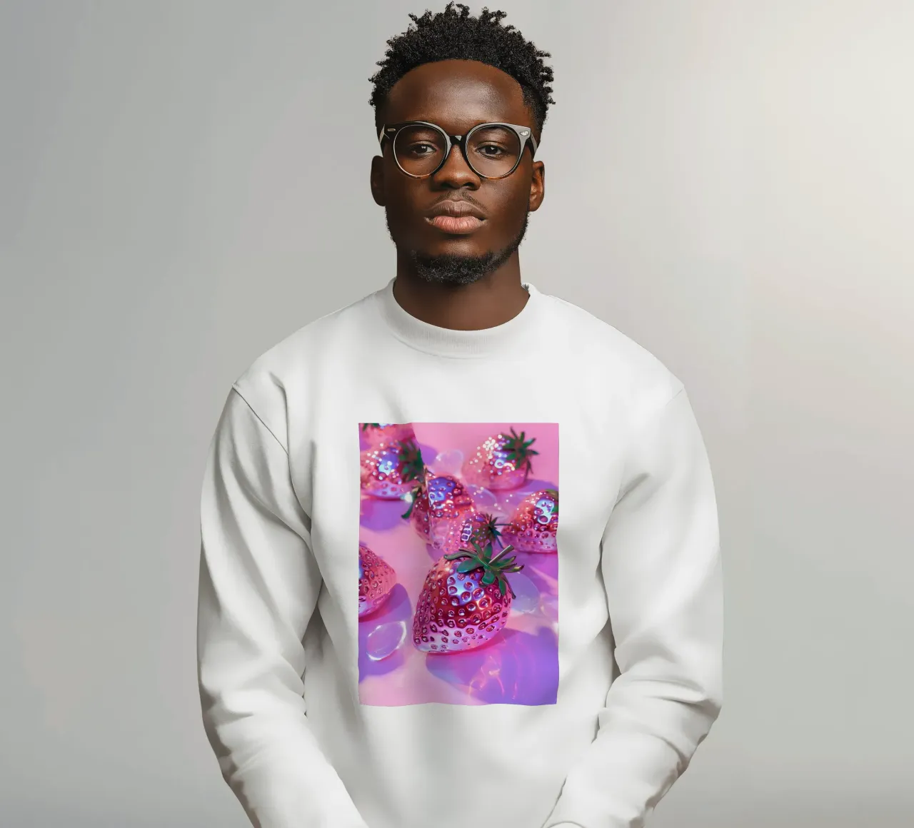Metallic Pink Strawberries | Chrome Glam Pop Art Print sudadera de NorwesClub