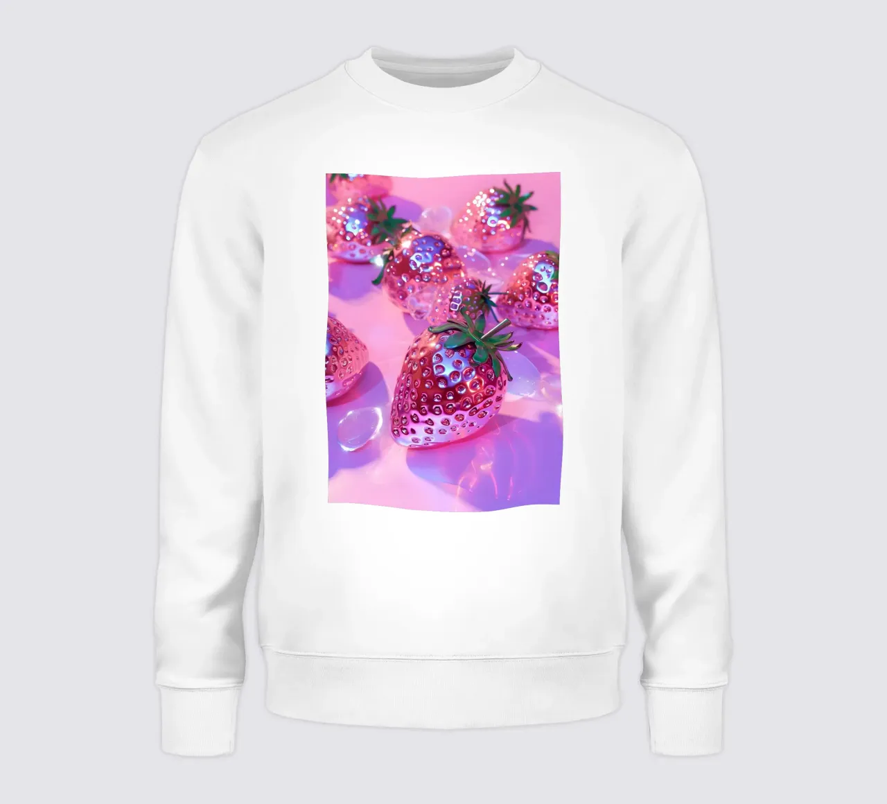 Metallic Pink Strawberries | Chrome Glam Pop Art Print sudadera de NorwesClub