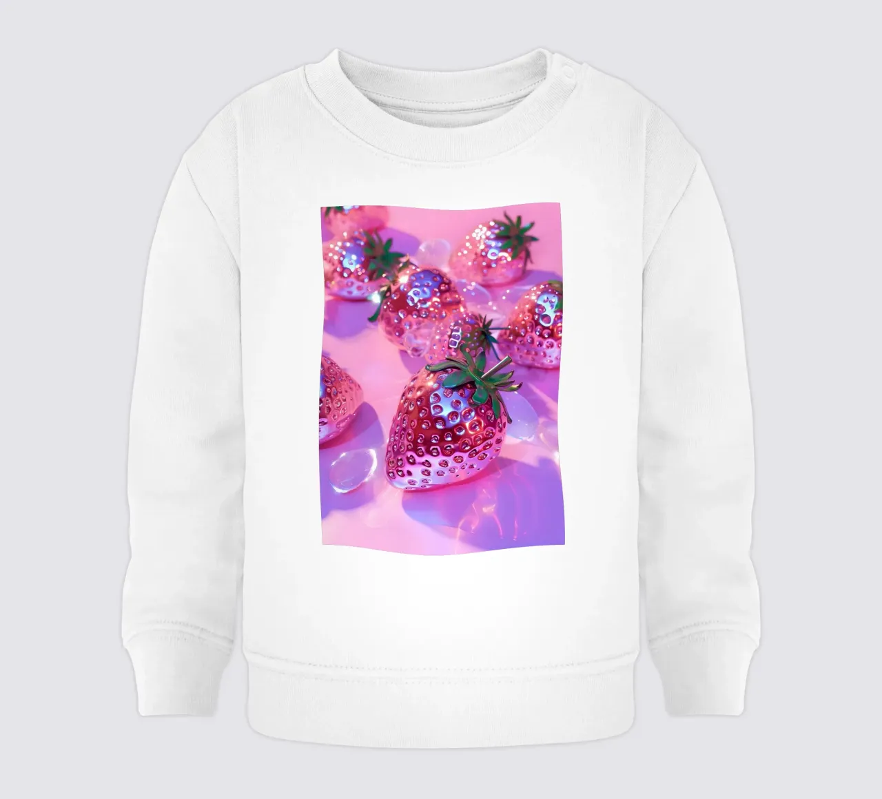 Metallic Pink Strawberries | Chrome Glam Pop Art Print sudadera de bebé de NorwesClub