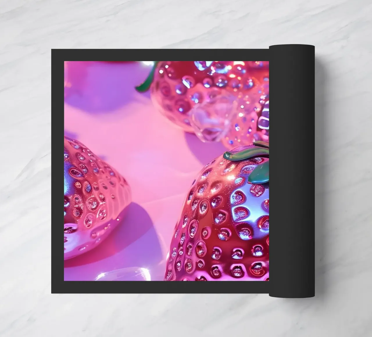 Metallic Pink Strawberries | Chrome Glam Pop Art Print felpudo de NorwesClub