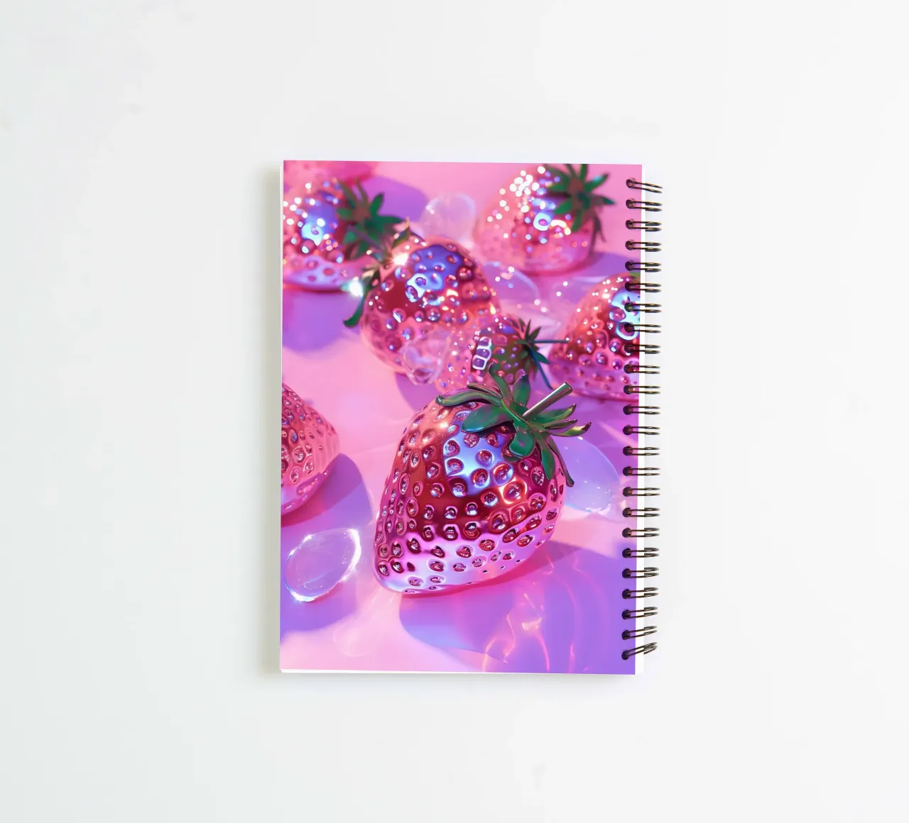 Fraises roses métallisées | Chrome Glam Pop Art Print carnet à spirale de NorwesClub