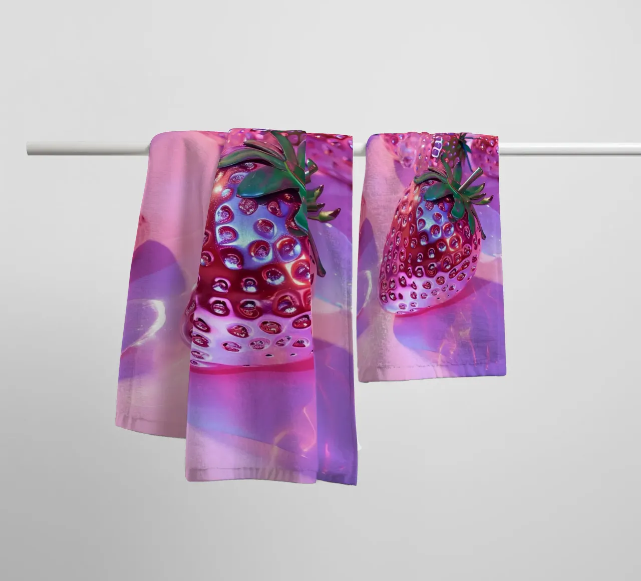 Metallic Pink Strawberries | Chrome Glam Pop Art Print towel by NorwesClub