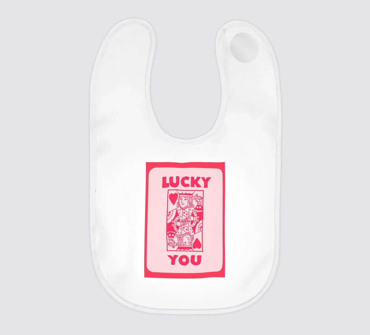 "Lucky You" King of Hearts Pop Art | Retro Card Game Print baby bib by NorwesClub