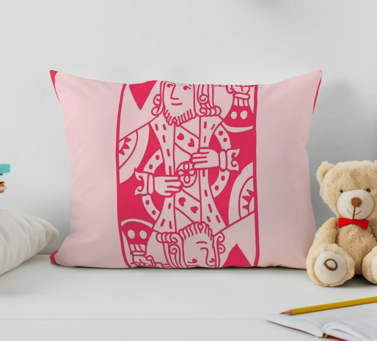 "Lucky You" King of Hearts Pop Art | Retro Card Game Print decorative cushion by NorwesClub