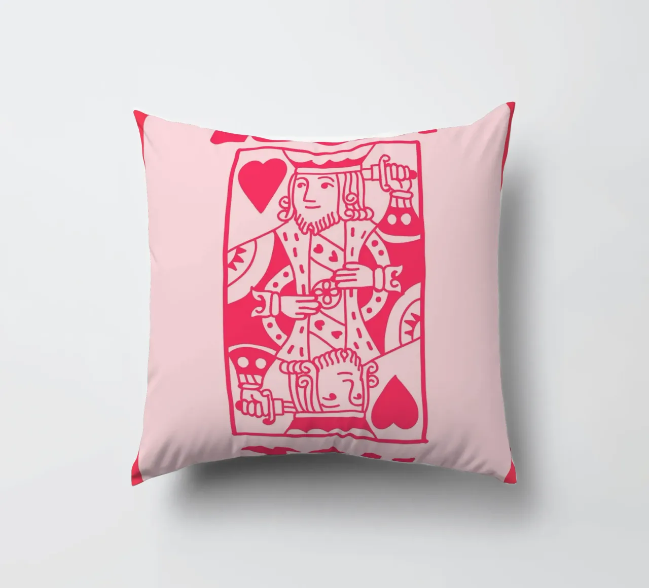 "Lucky You" King of Hearts Pop Art | Retro Card Game Print decorative cushion by NorwesClub