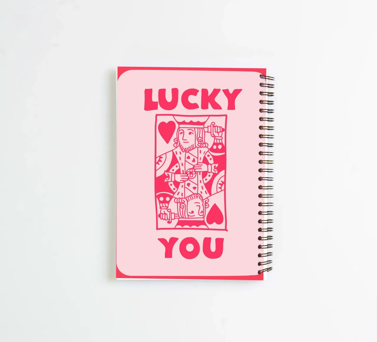 "Lucky You" King of Hearts Pop Art | Retro Card Game Print spiral notebook by NorwesClub