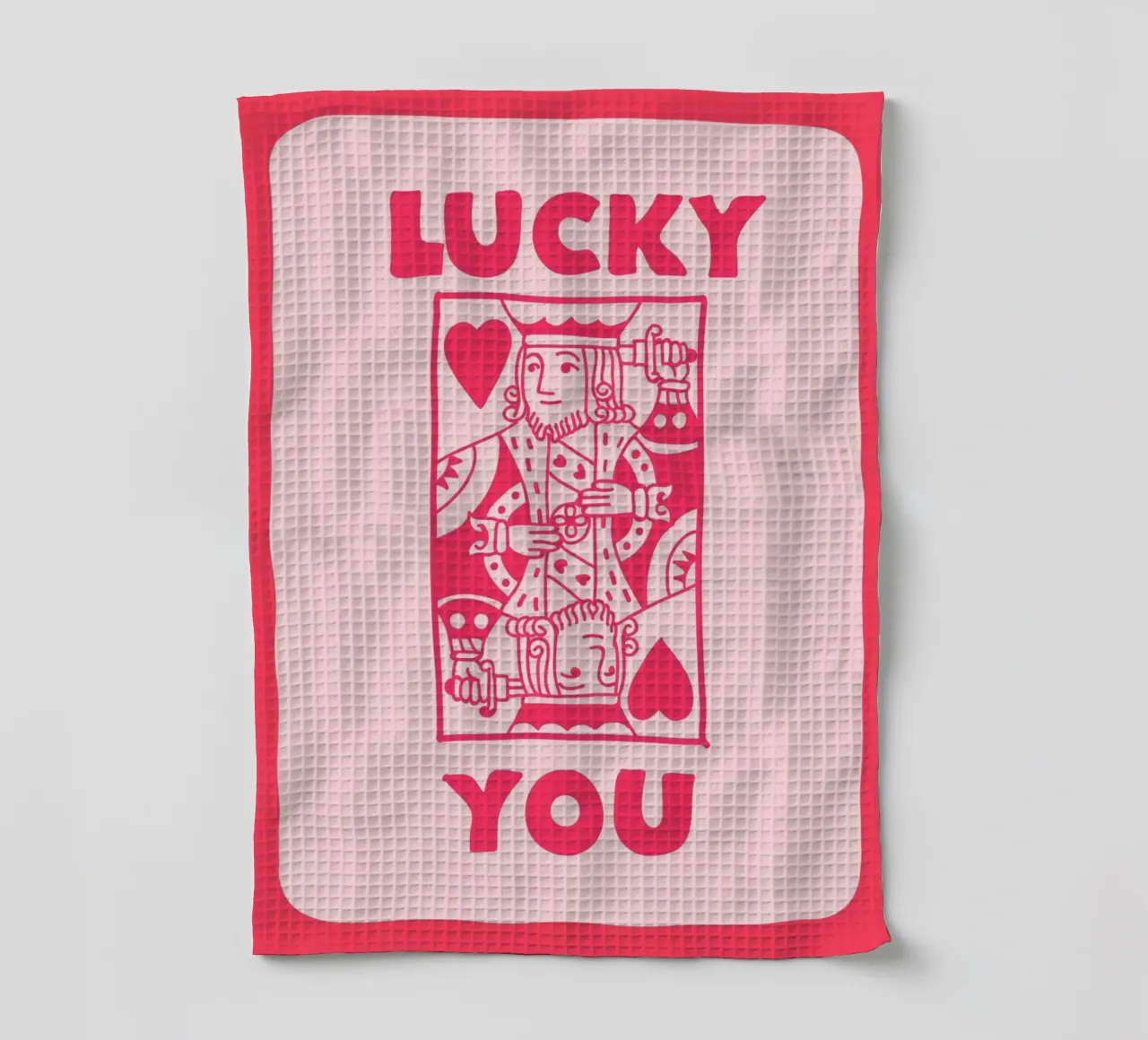 "Lucky You" Roi de Cœur Pop Art | Retro Card Game Print torchon de NorwesClub