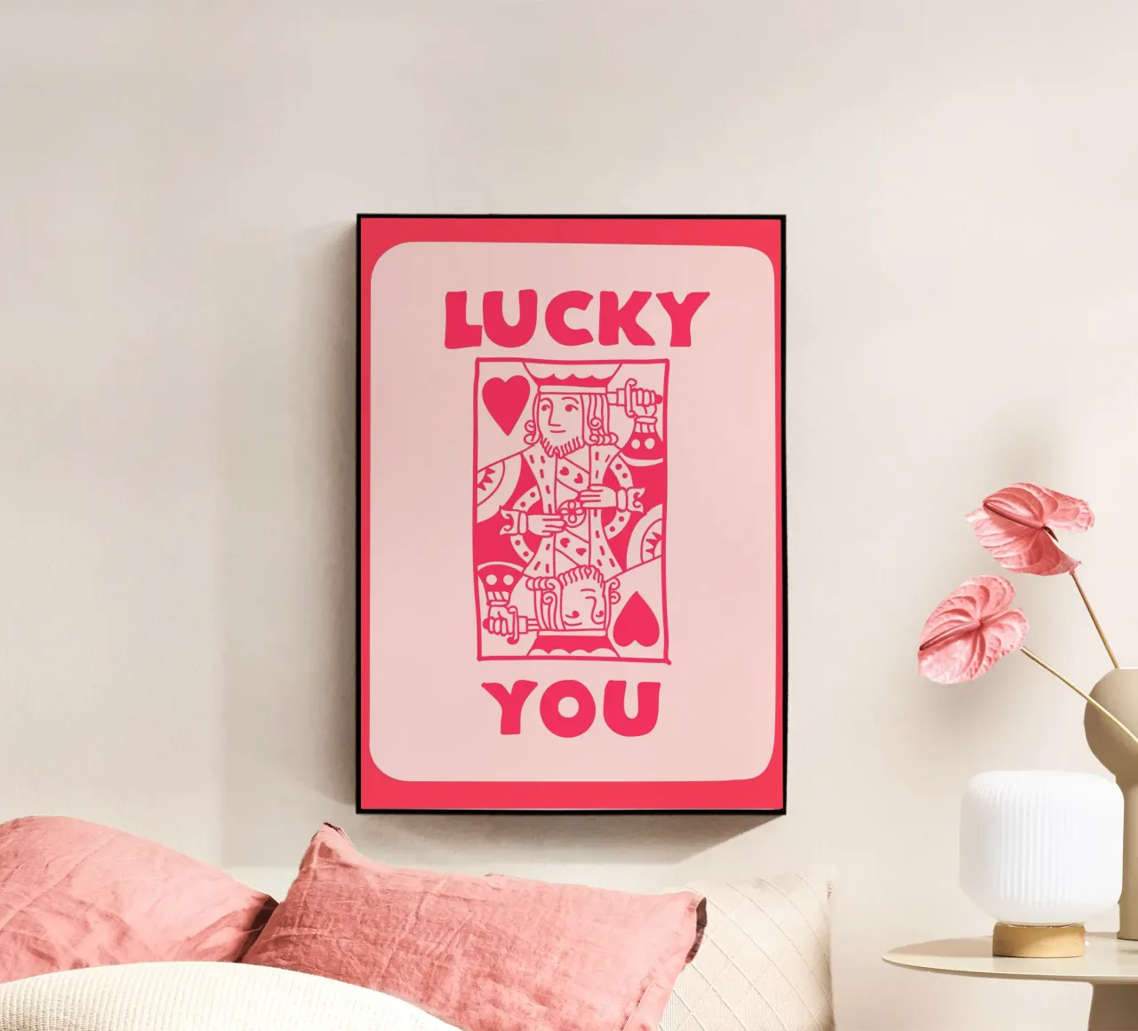 "Lucky You" King of Hearts Pop Art | Retro Card Game Print metacrilato de NorwesClub