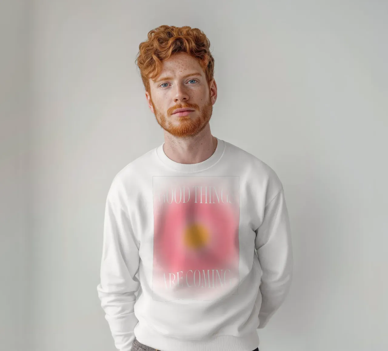 Stampa "Good Things Are Coming" Aura | Rosa Arancione Gradiente felpa da NorwesClub
