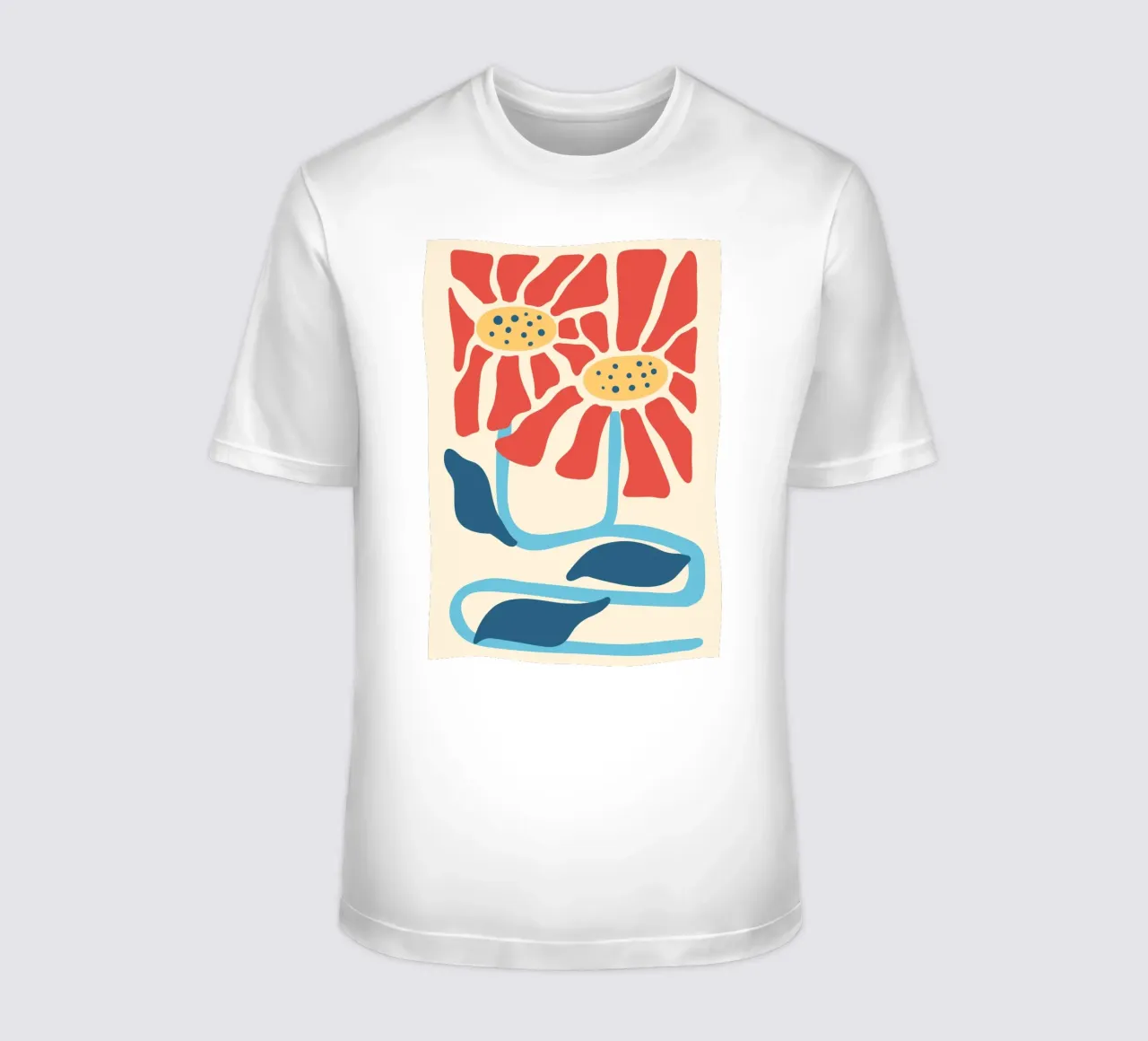 Fiori rossi astratti di metà secolo - Stampa botanica moderna t-shirt da NorwesClub