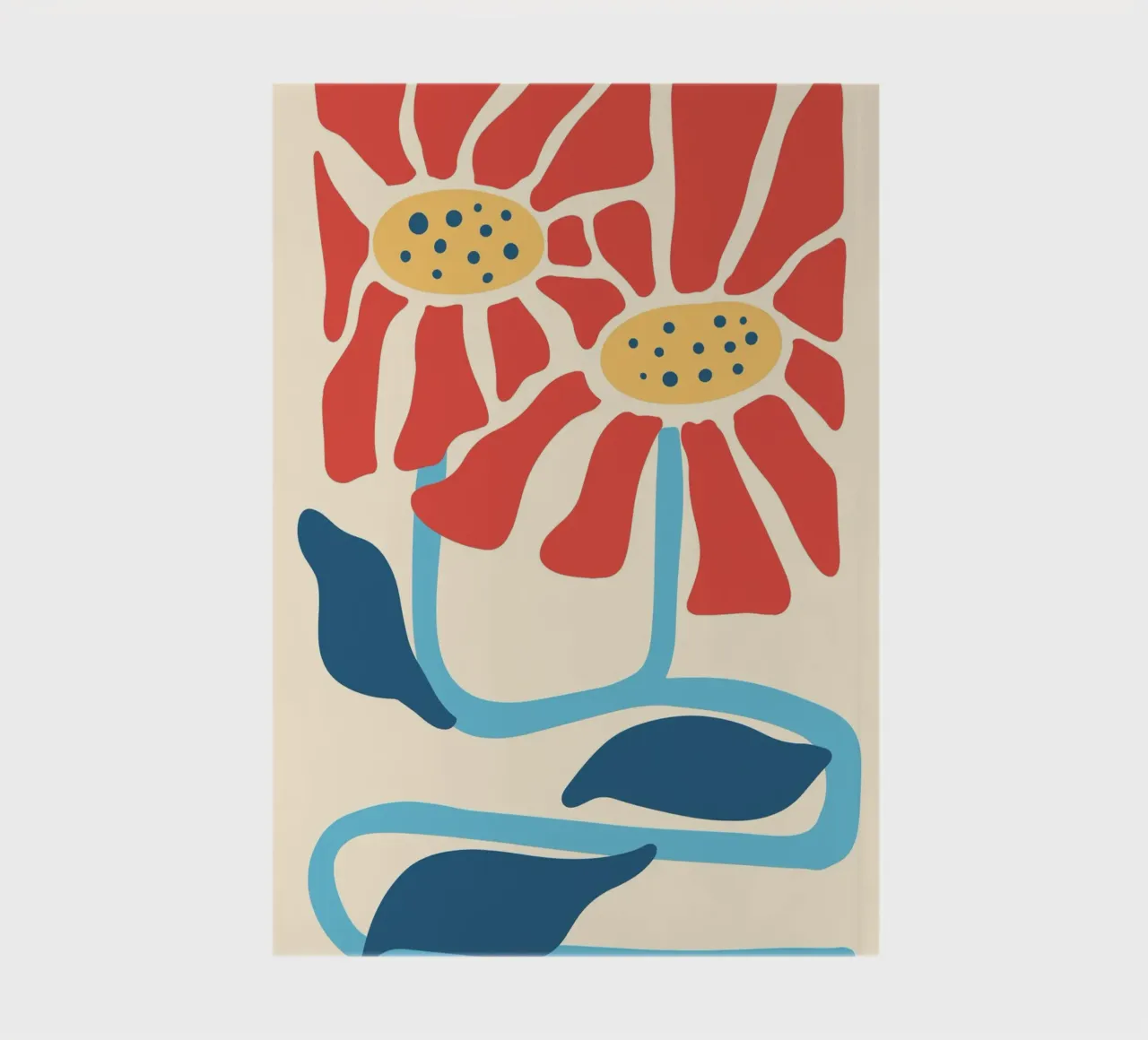 Fiori rossi astratti di metà secolo - Stampa botanica moderna diario da NorwesClub