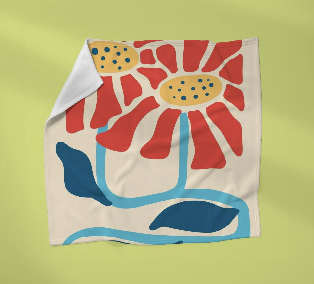 Fiori rossi astratti di metà secolo - Stampa botanica moderna coperta in pile da NorwesClub