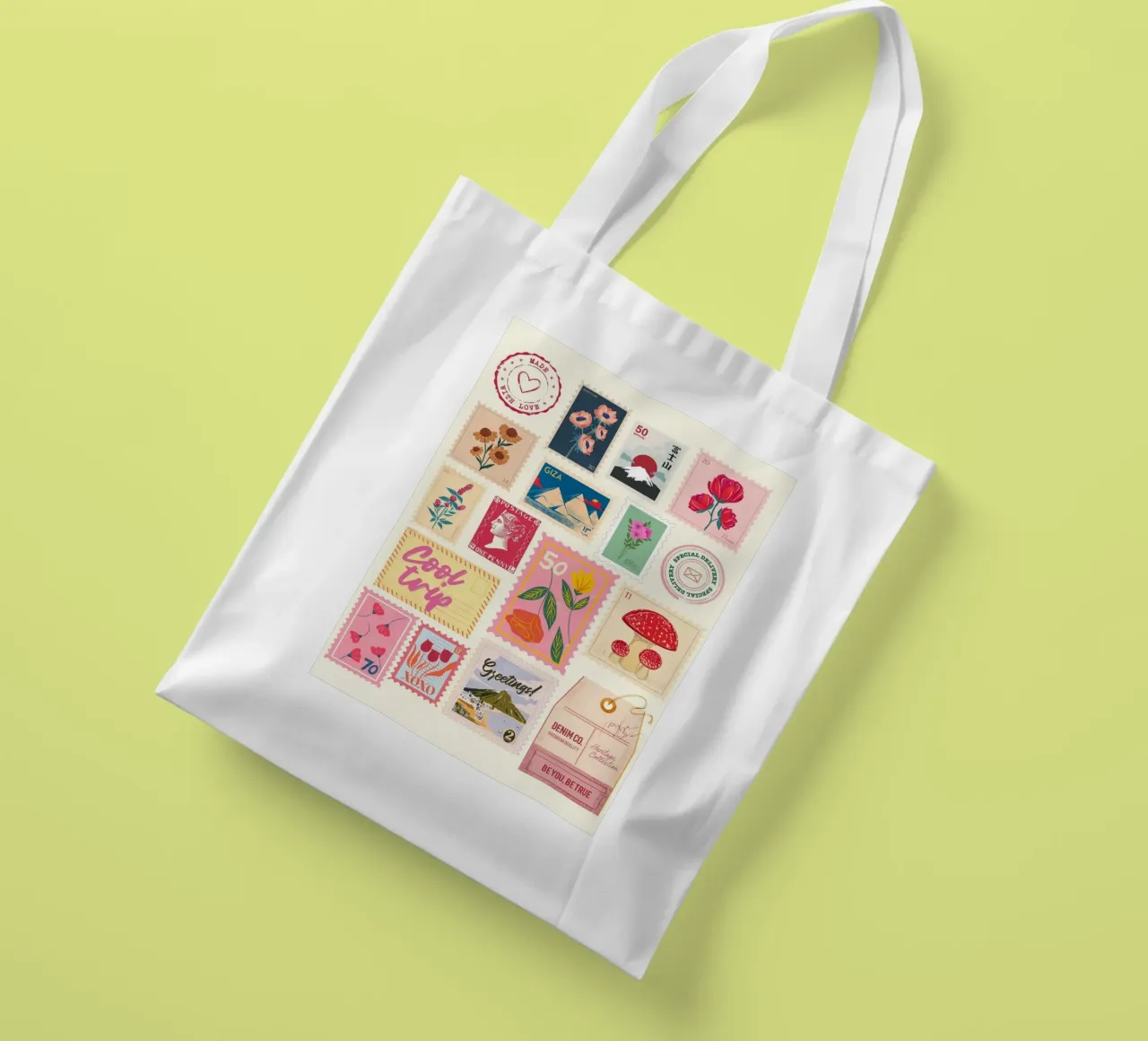 Vintage Stamp Collage | Retro Travel & Floral Aesthetic Prin tote bag by NorwesClub