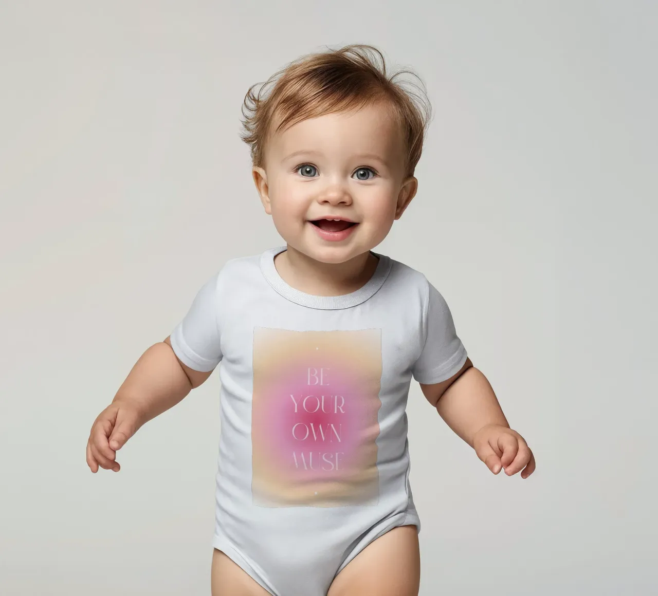 "Be Your Own Muse" Aura Gradient | Rosa Arancione Estetica Pri body neonato maniche corte da NorwesClub
